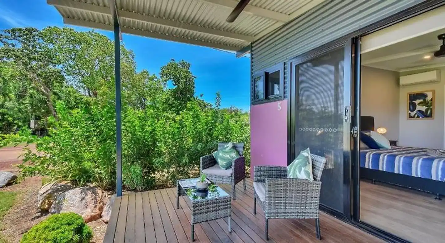 Dundee Beach Holiday Park Terrasse