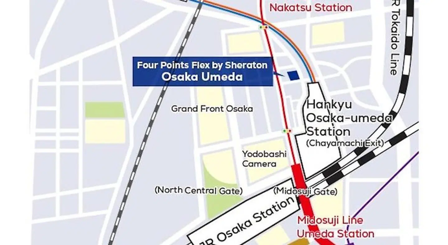 Four Points Flex by Sheraton Osaka Umeda Landkarte