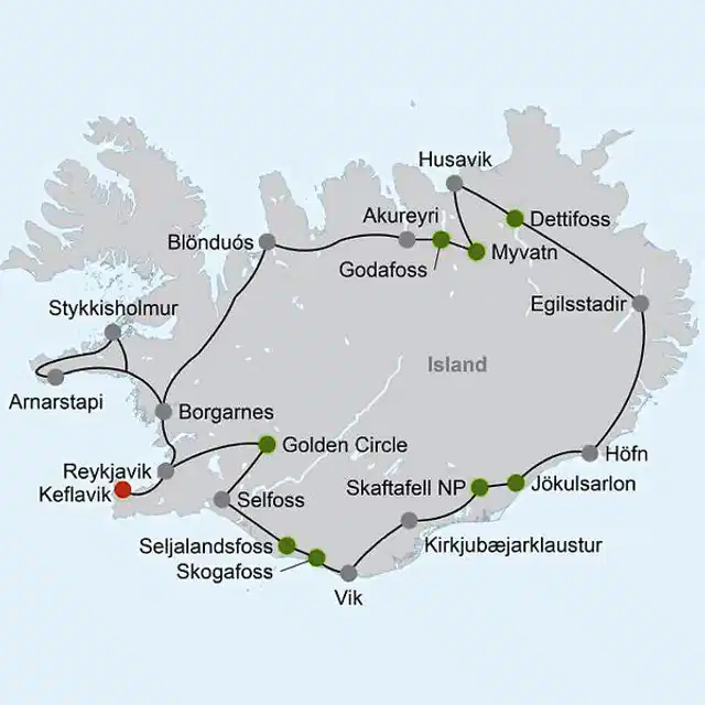 Rund um Island - Ringstraße und Snæfellsnes Landkarte