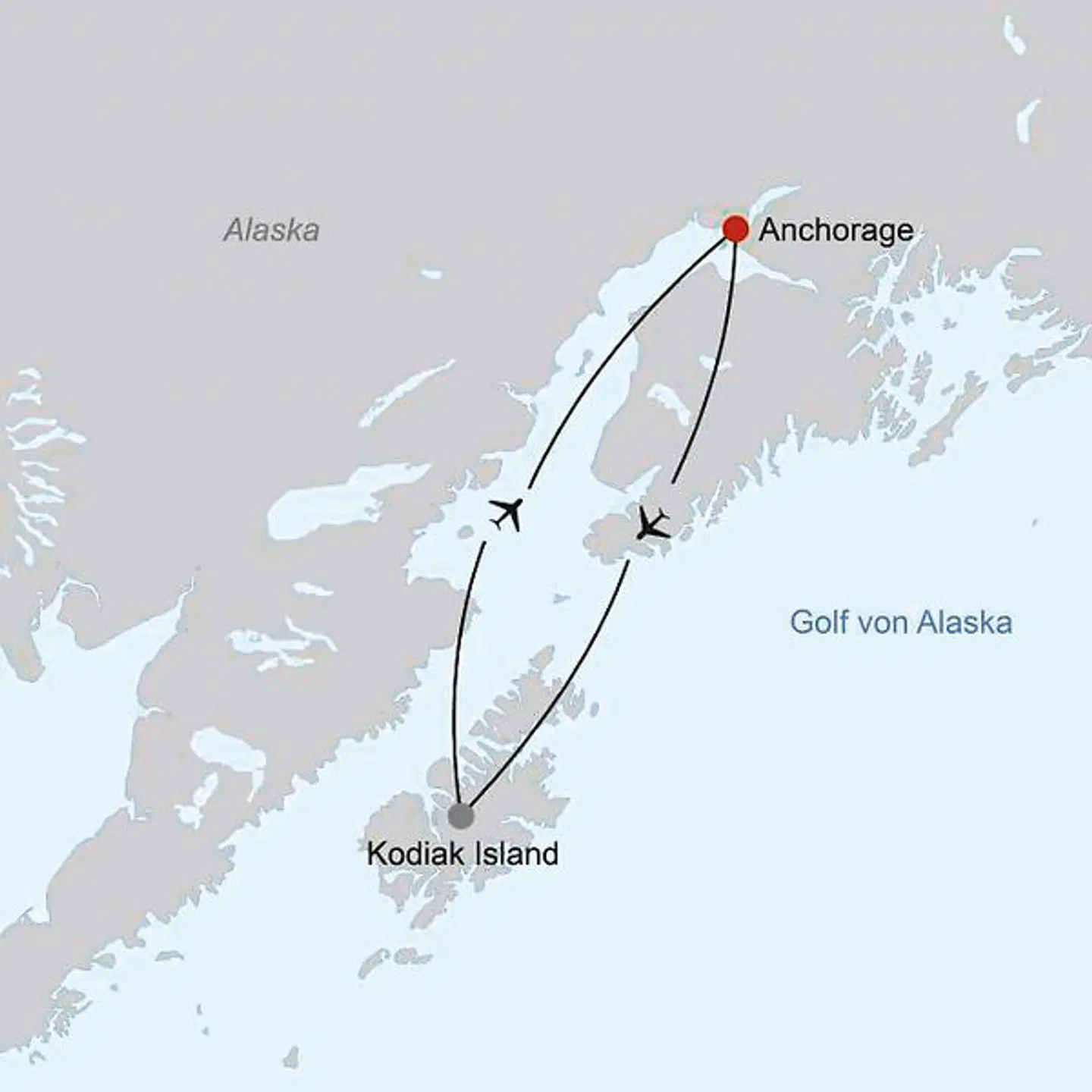 Auf den Spuren der Bären auf Kodiak Island Landkarte