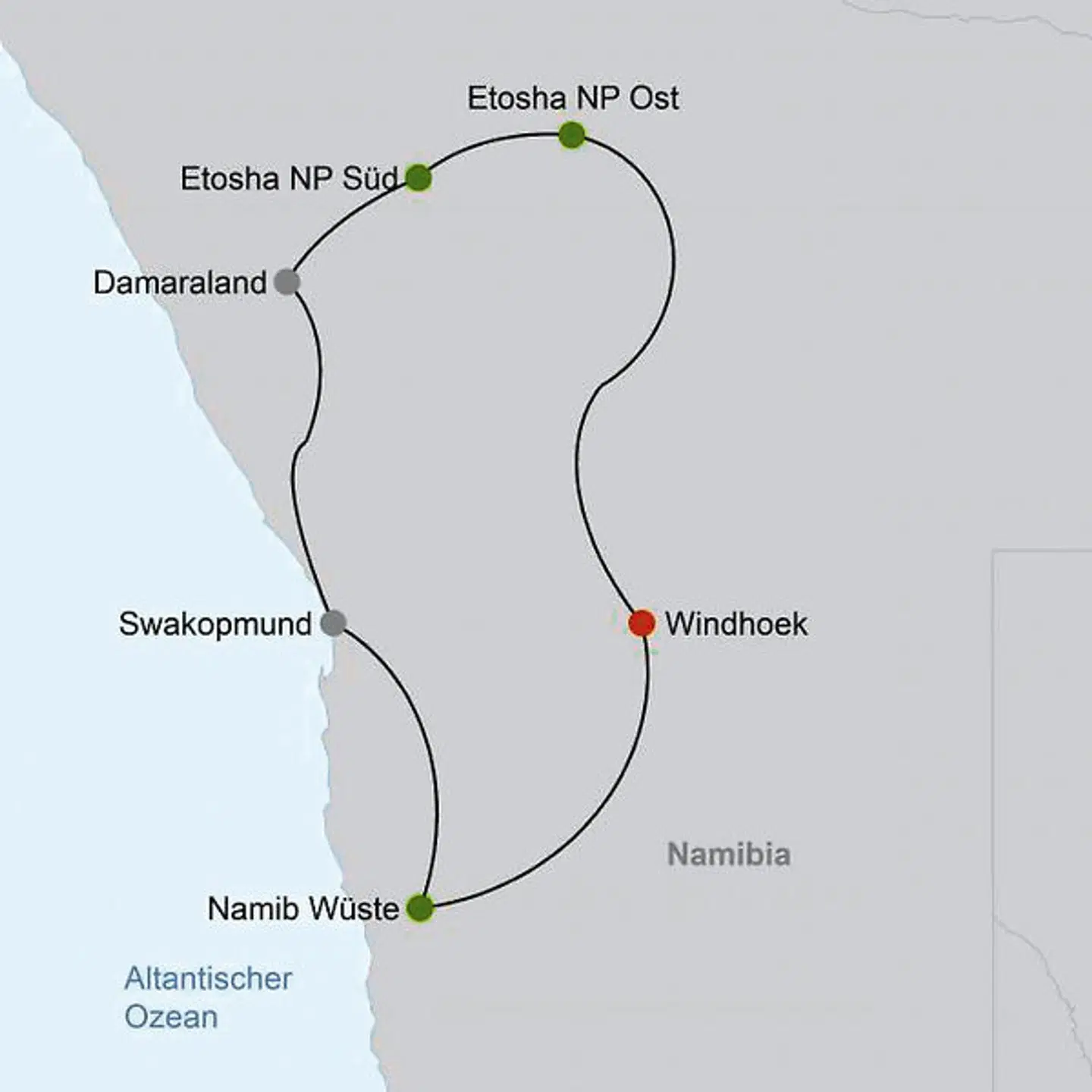 Namibia Classic für Selbstfahrer Landkarte