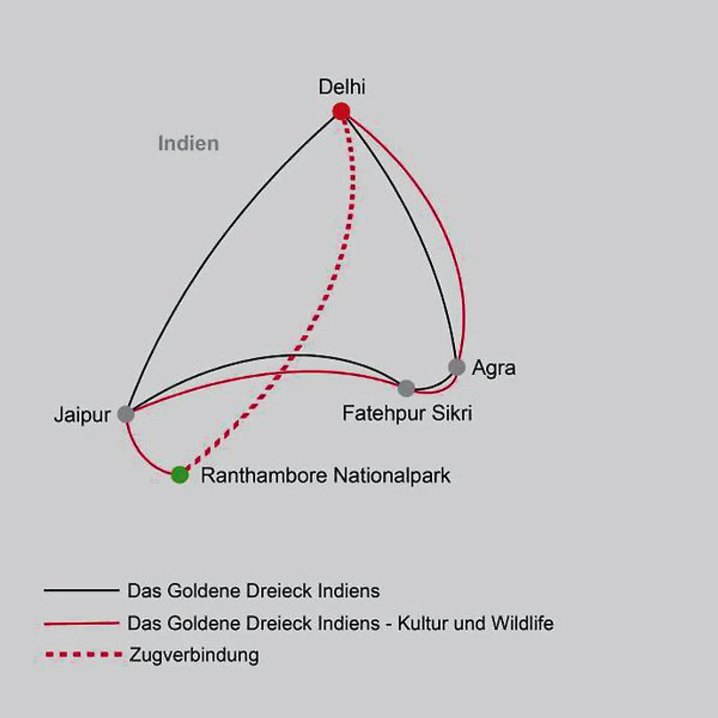 Das Goldene Dreieck Indiens Landkarte