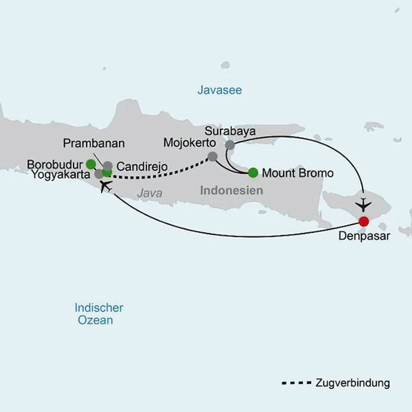 Klassische Höhepunkte Javas (Gruppenreise, ab/bis Südbali) Landkarte