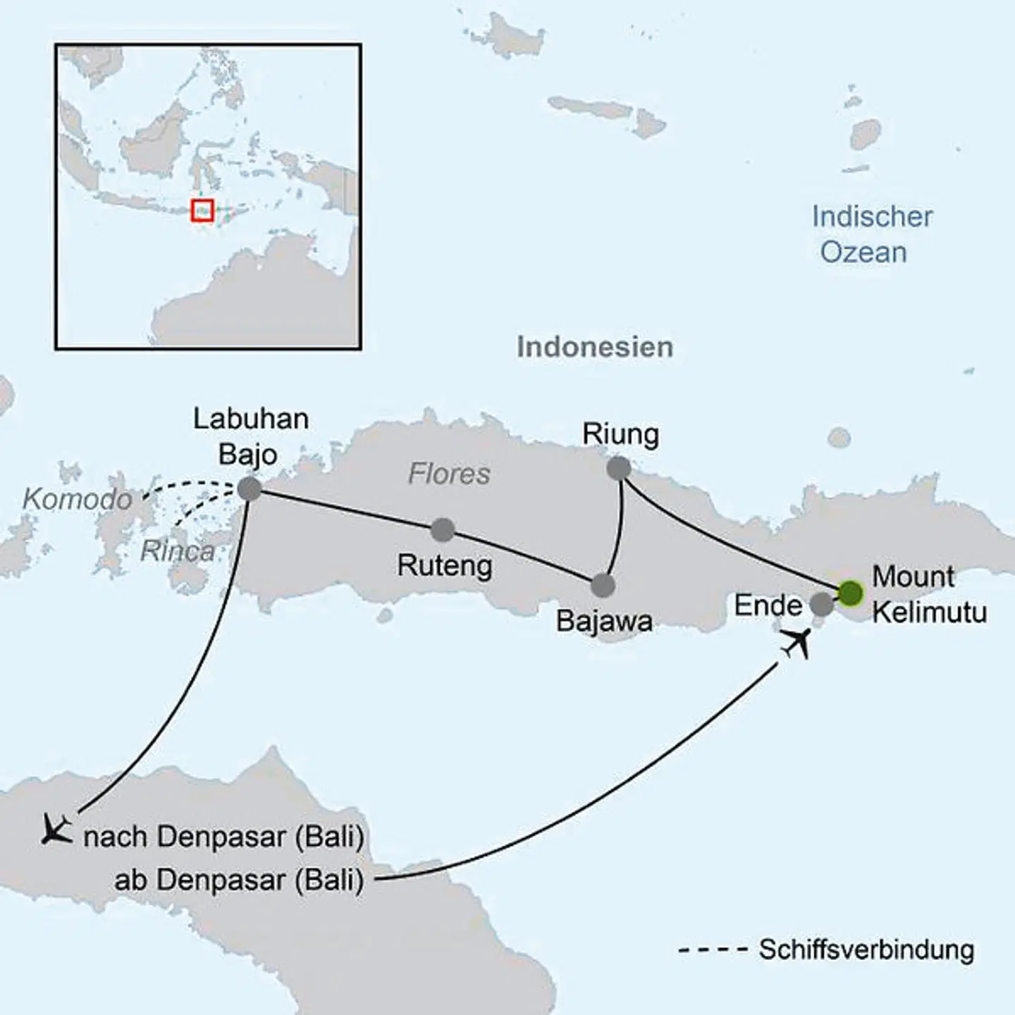 Komodo & Flores: Drachen, Kulte, Krater Landkarte