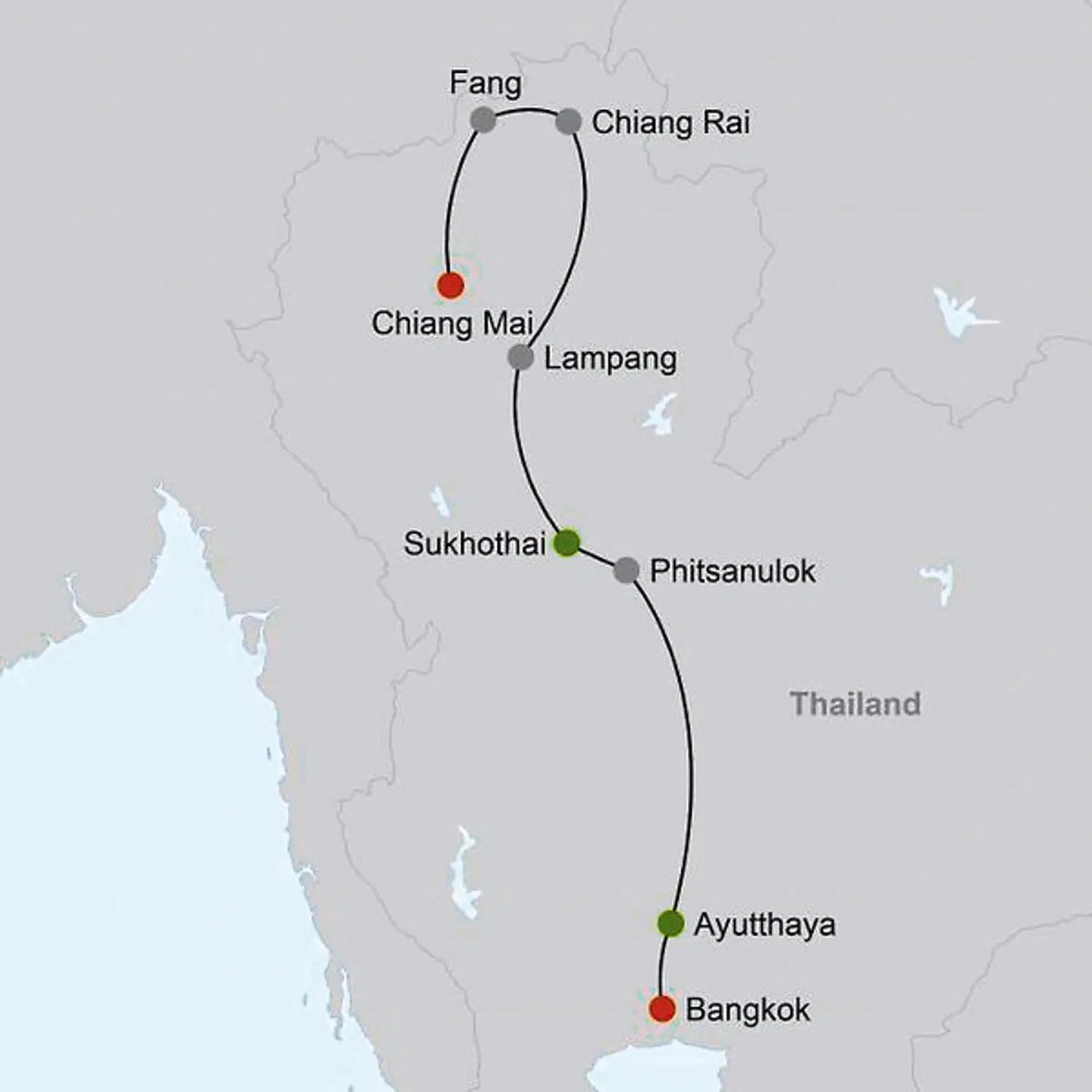 Glanzpunkte Thailands Landkarte