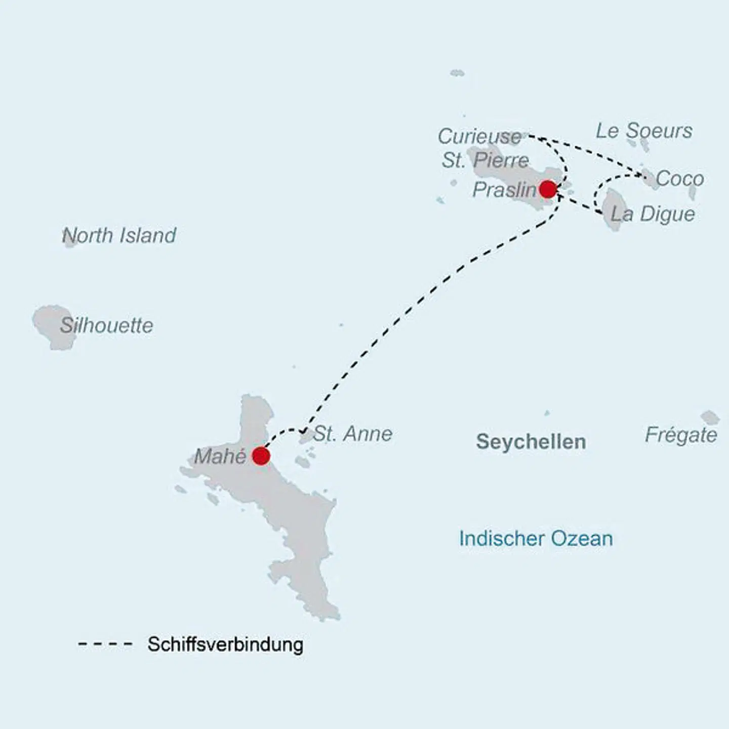 Segeltörn Cocktail Praslin (ab Mahé/bis Praslin) Landkarte