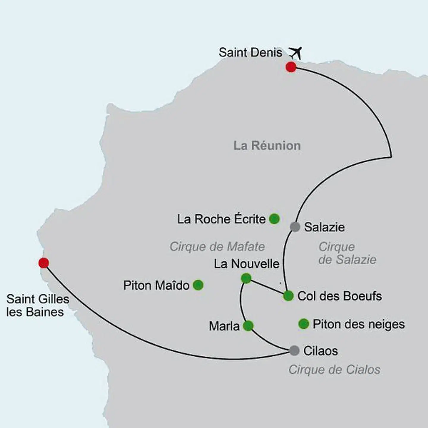 Der Talkessel Mafate: Einzigartiges Wanderparadies Landkarte