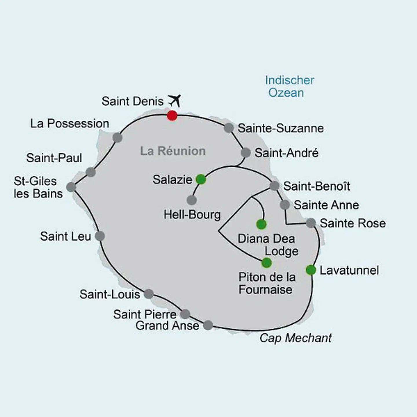 La Réunion - Nachhaltiger das Paradies entdecken Landkarte
