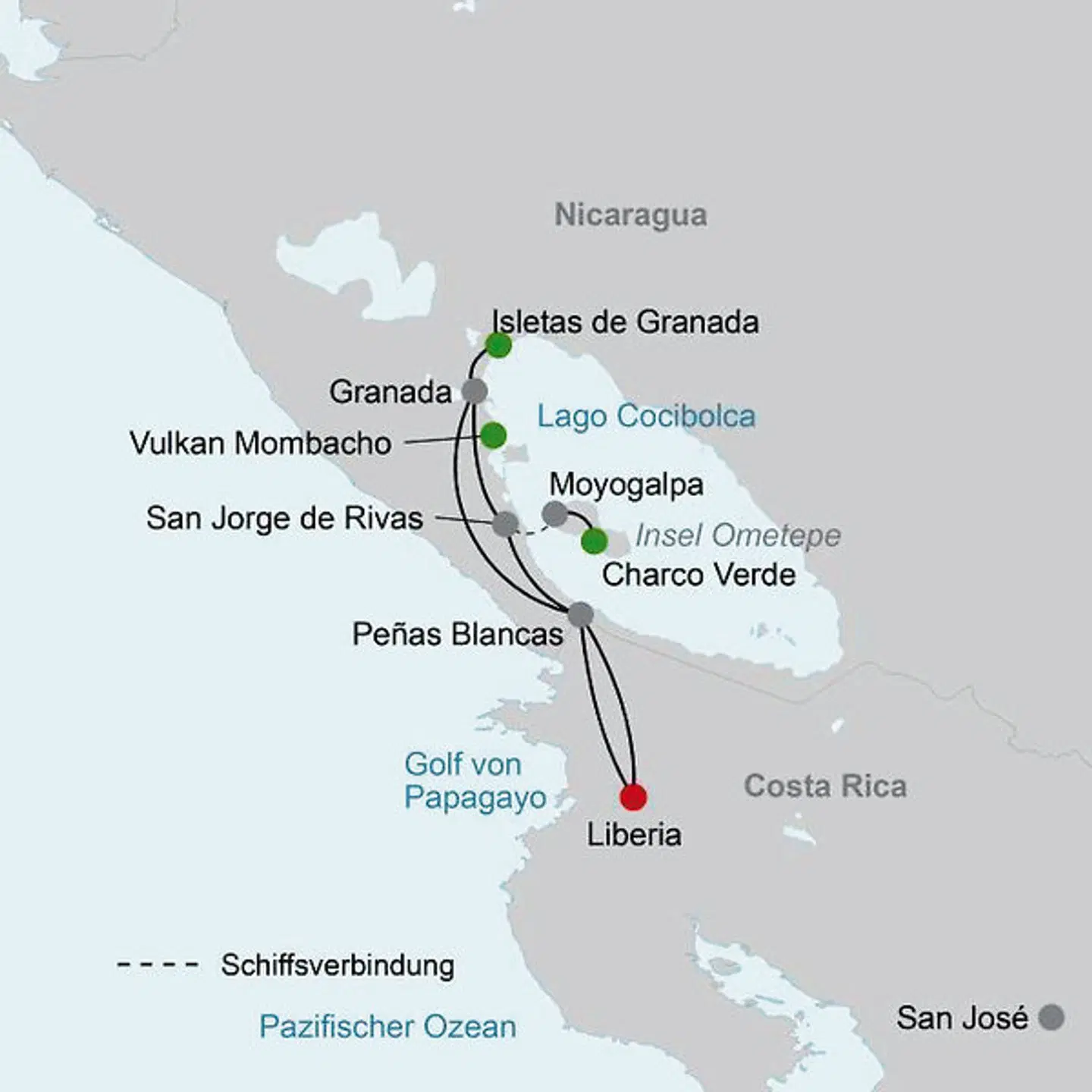 Stippvisite Nicaragua Landkarte