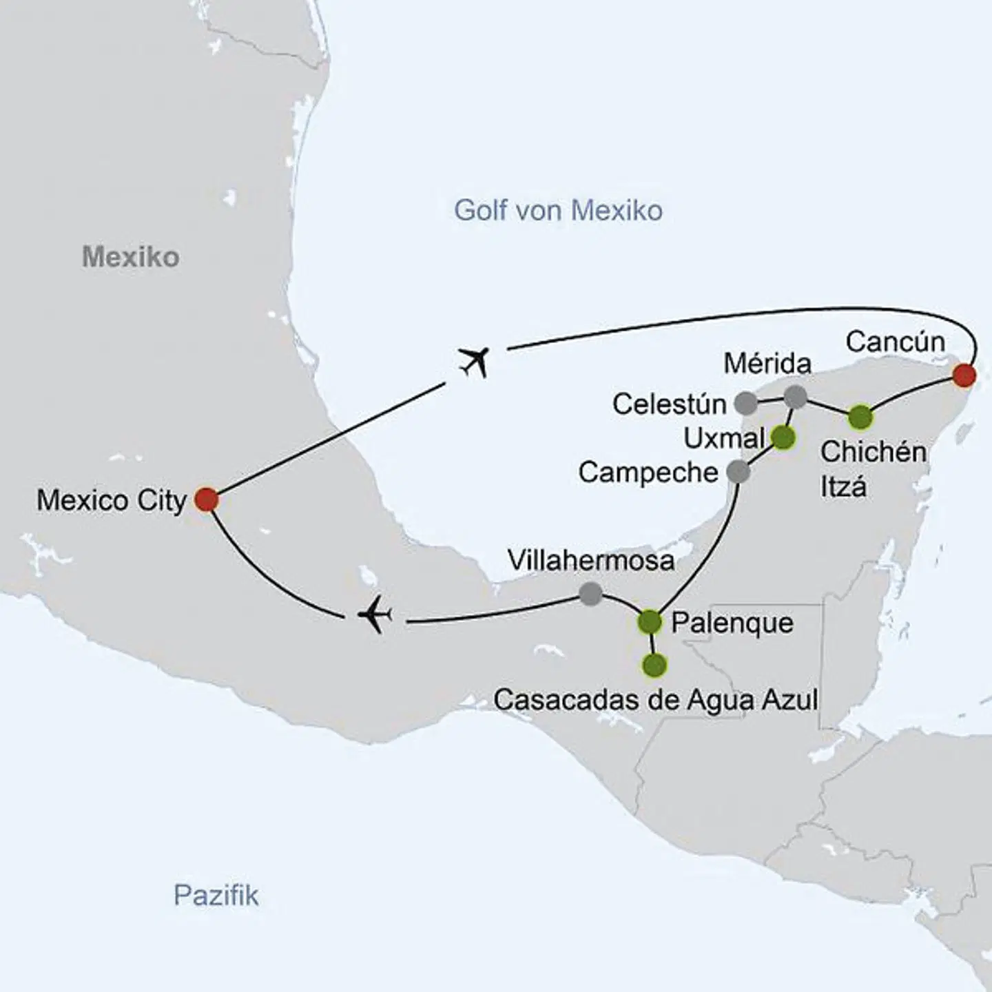 Kulturelles Erbe Mexikos Landkarte