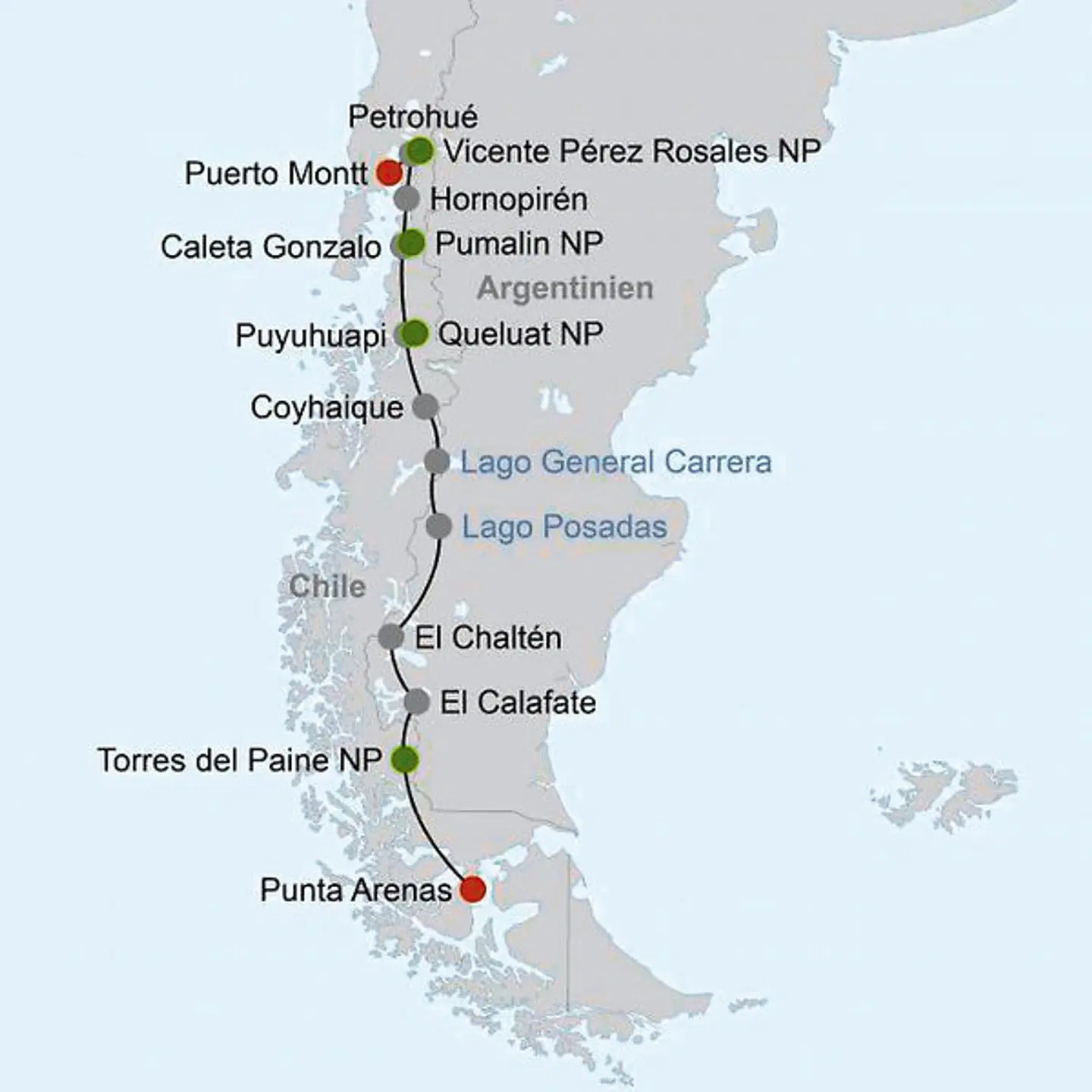 Patagonien Total - on wheels Landkarte
