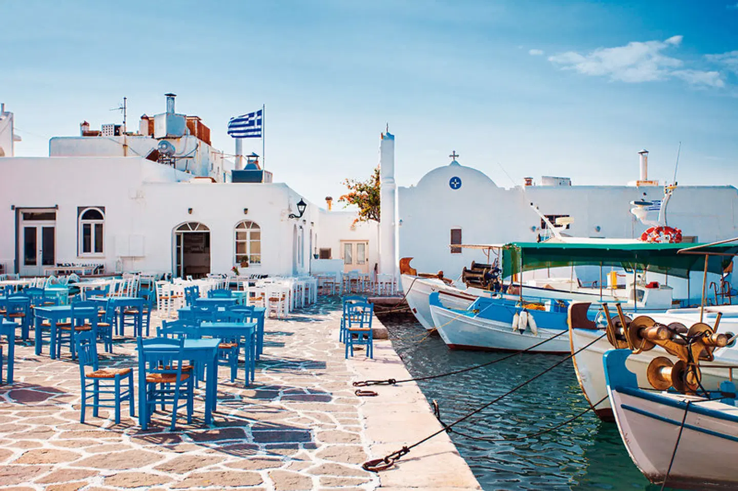 Kykladen-Inselhüpfen: Mykonos, Naxos, Santorin Terrasse