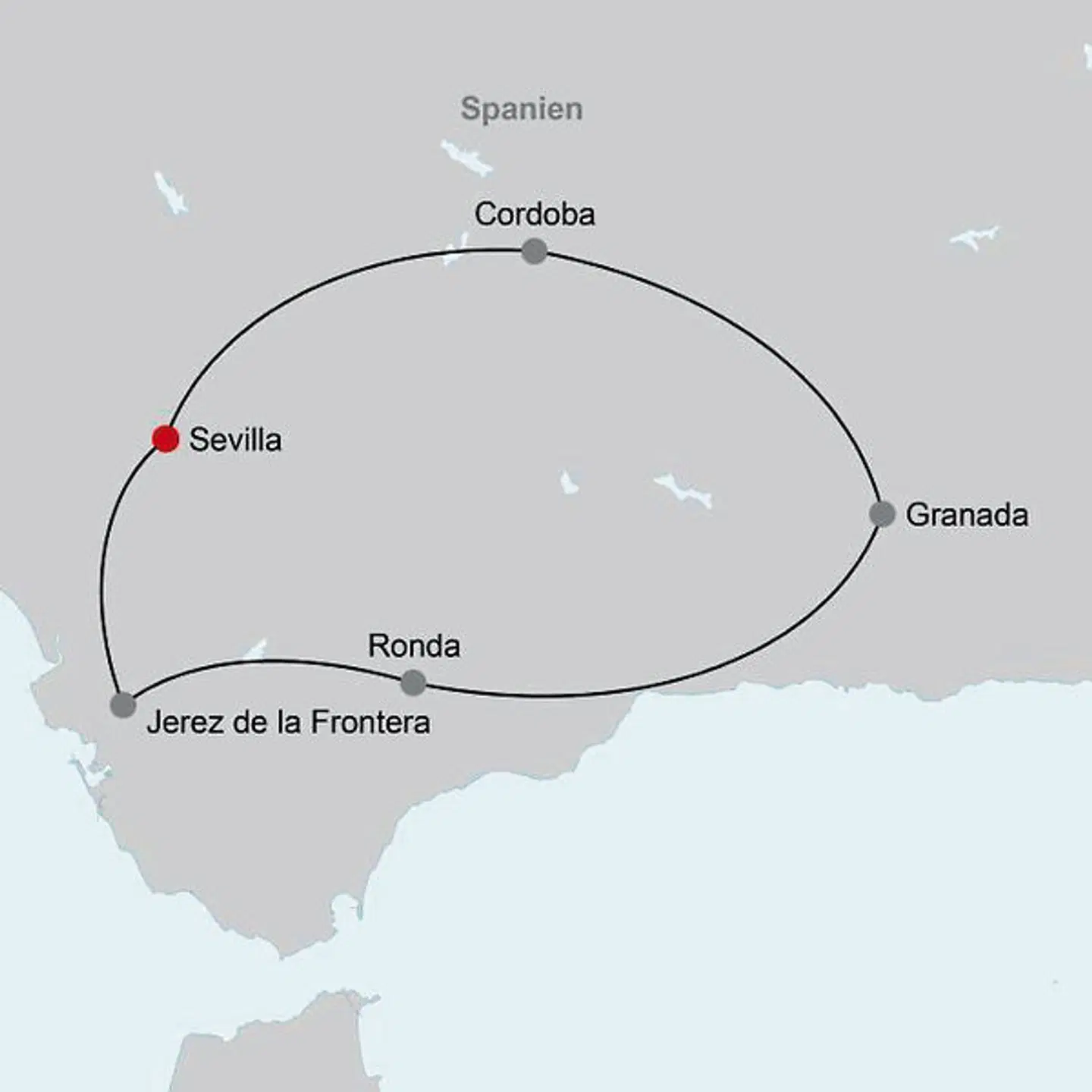 Das Beste von Andalusien (ab/bis Sevilla) Landkarte