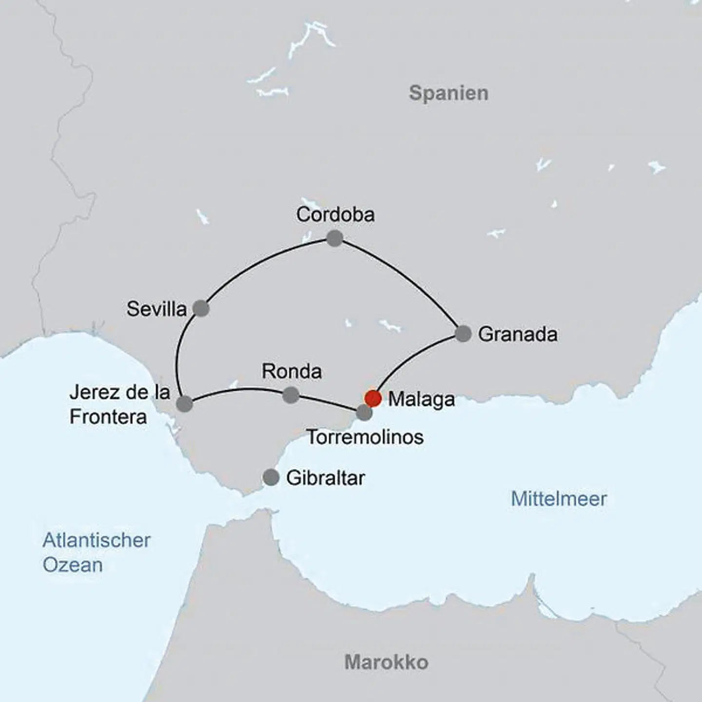 Den Reiz Andalusiens entdecken Landkarte