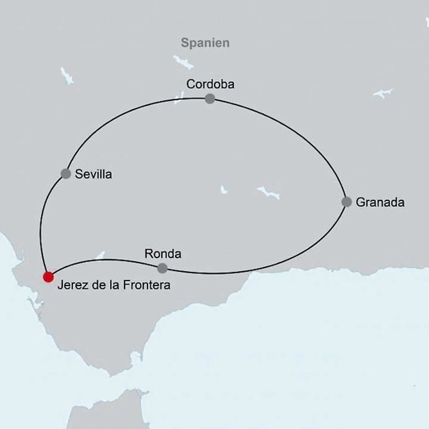 Das Beste von Andalusien (ab/bis Jerez) Landkarte