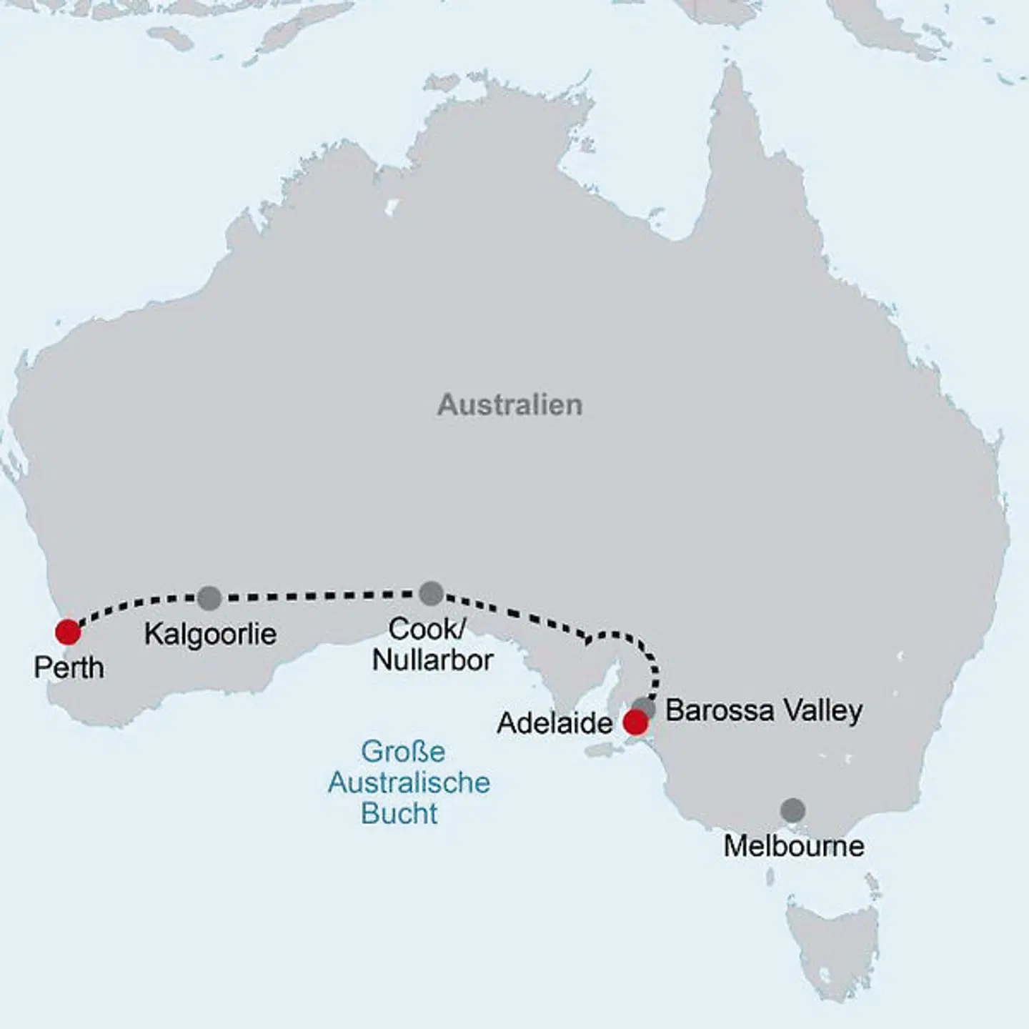 Indian Pacific - Perth - Adelaide Landkarte