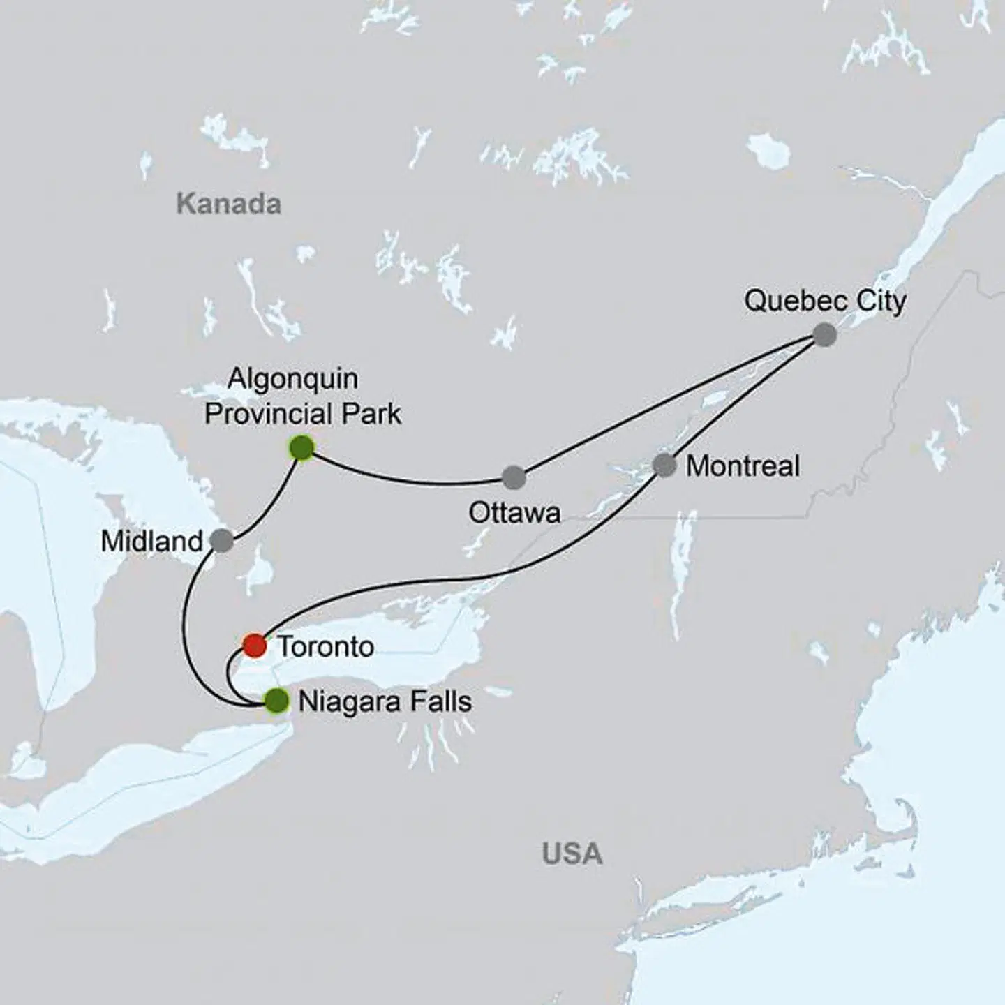 Der Osten Kanadas Landkarte