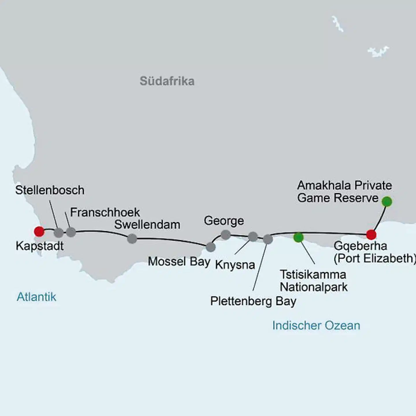 Cape In Style (ab Gqeberha (Port Elizabeth)/bis Kapstadt) Landkarte