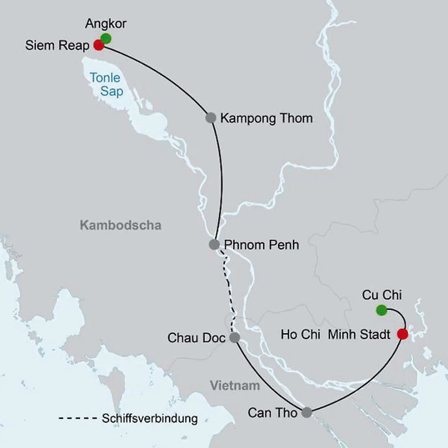 Entlang des Mekongs (Gruppenreise) Landkarte
