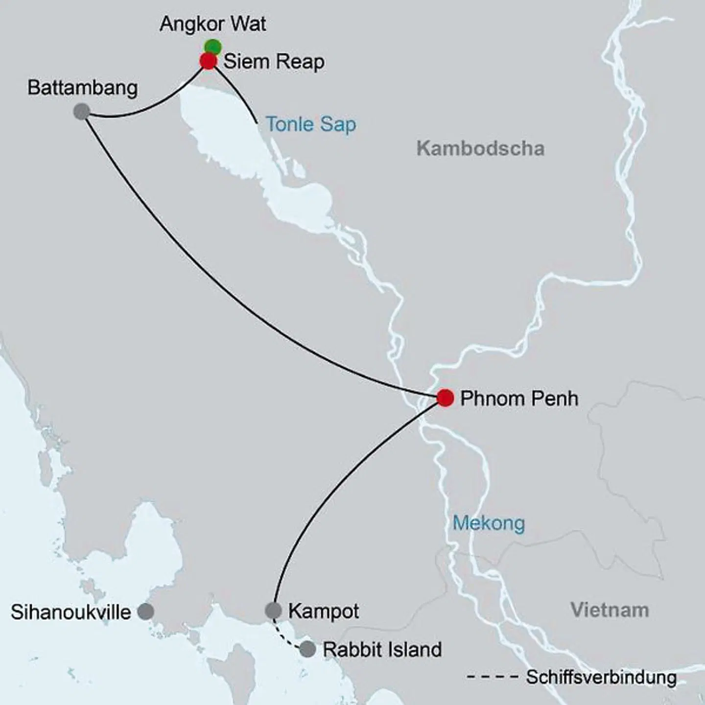 Kambodscha - Land und Leute (Gruppenreise) Landkarte