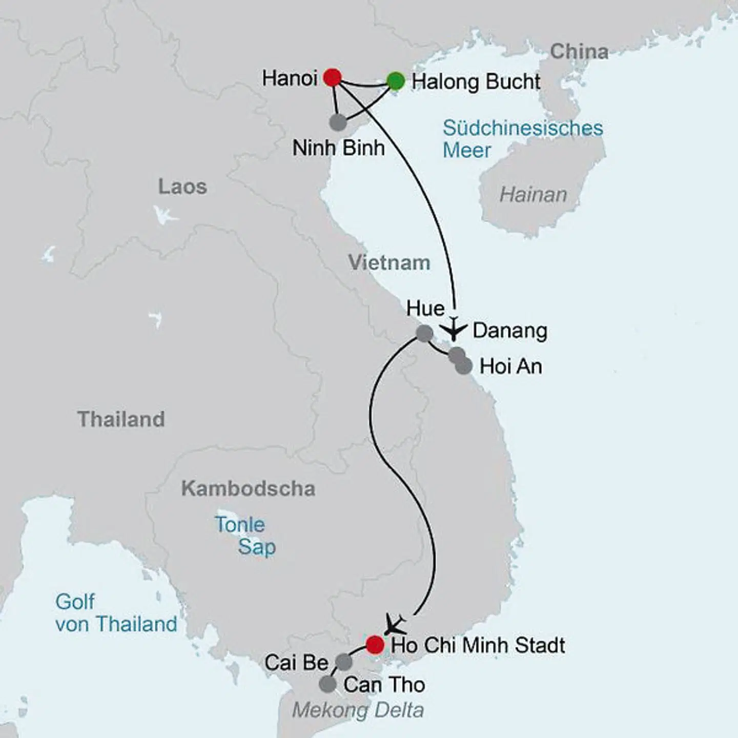 Vietnam hautnah erleben (Gruppenreise) Landkarte