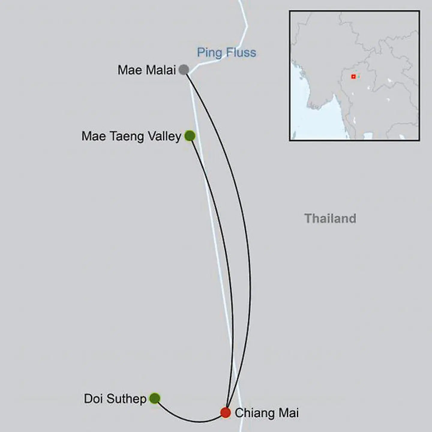 Nordthailand aktiv Landkarte