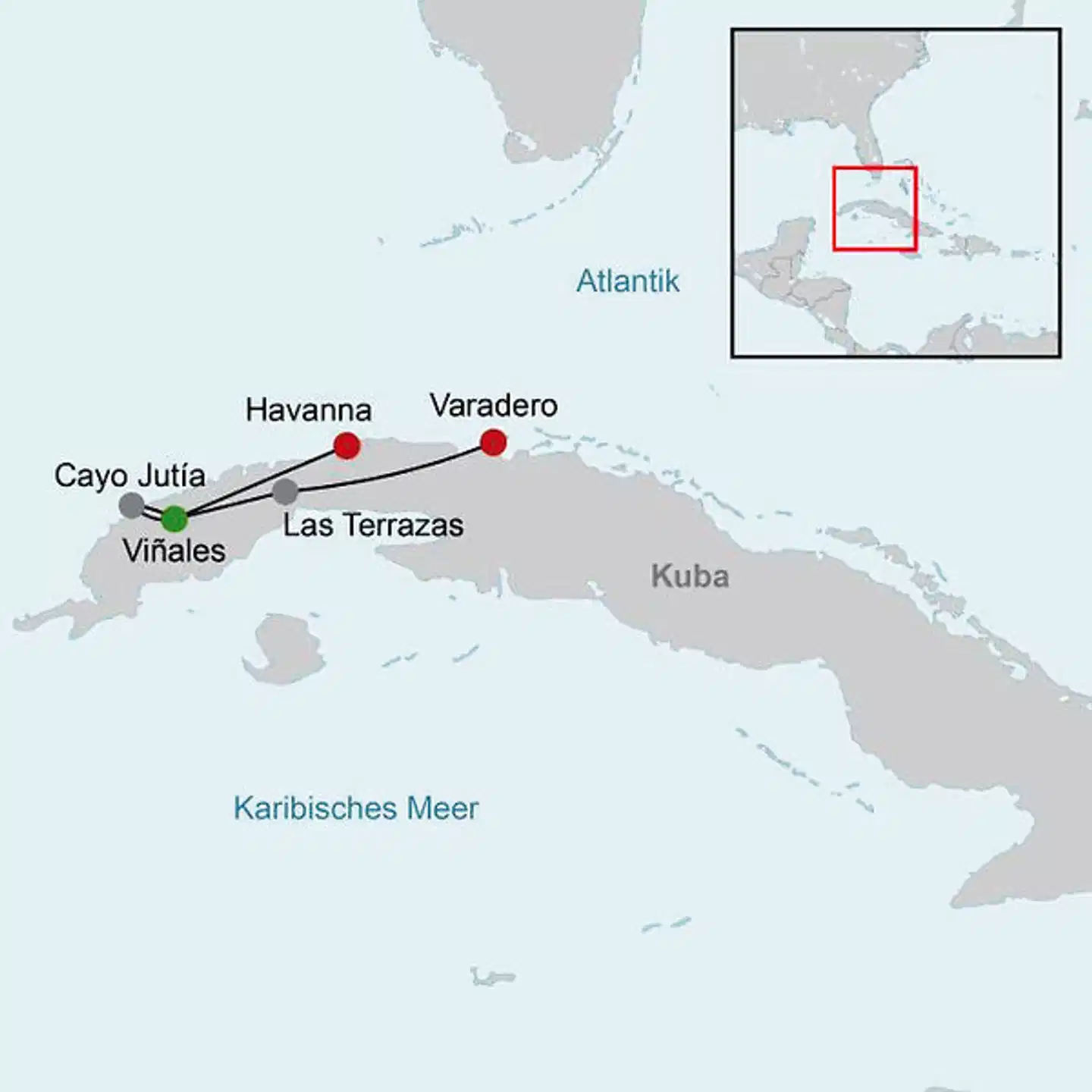 Westkuba - zwischen Rum und Zigarren Landkarte