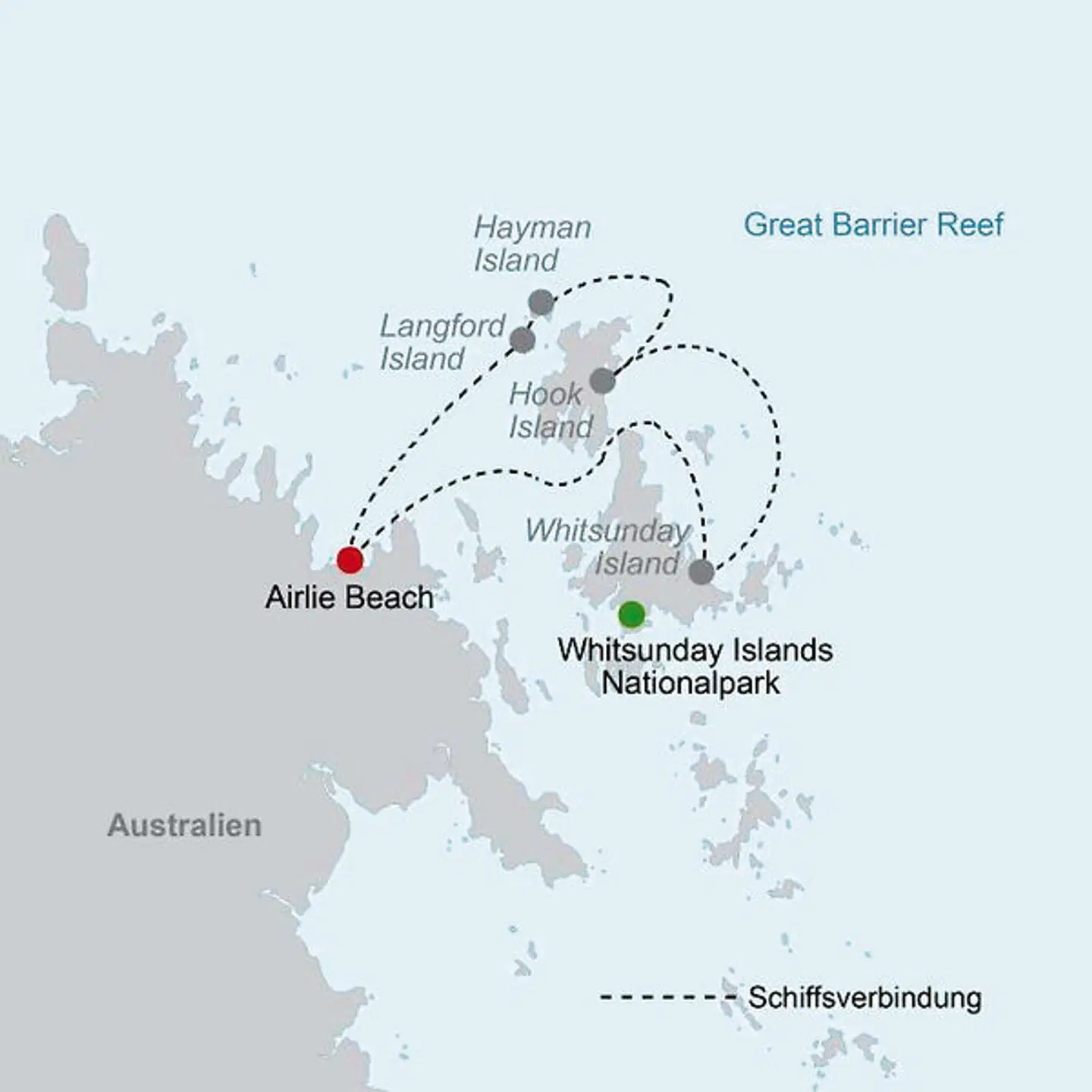 Segelabenteuer durch die Whitsunday Islands Landkarte