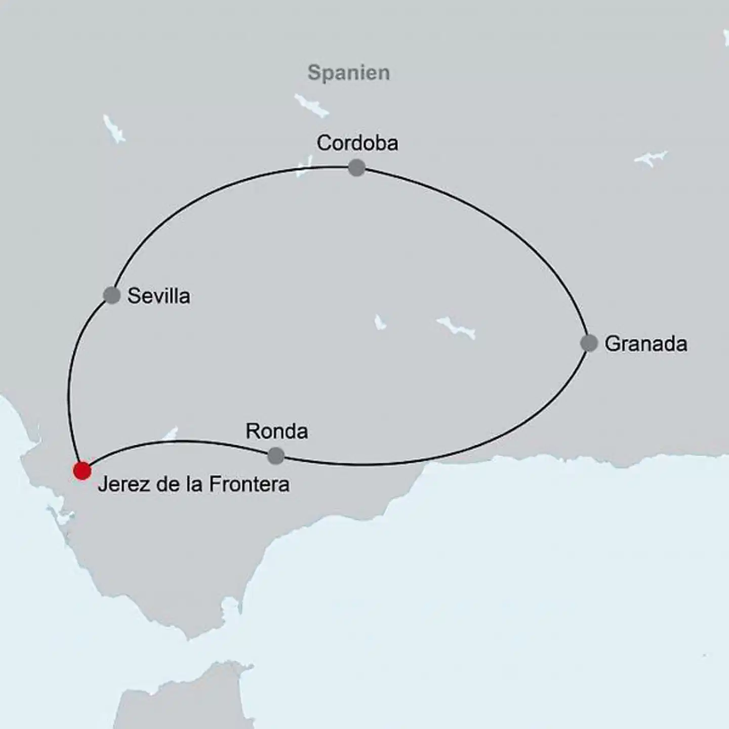 Das Beste von Andalusien (ab/bis Jerez) Landkarte