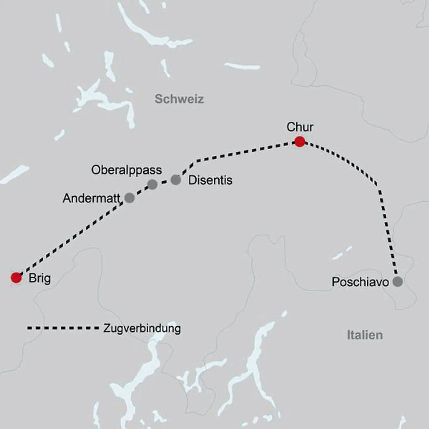 Bernina- und Glacier Express Graubünden Landkarte
