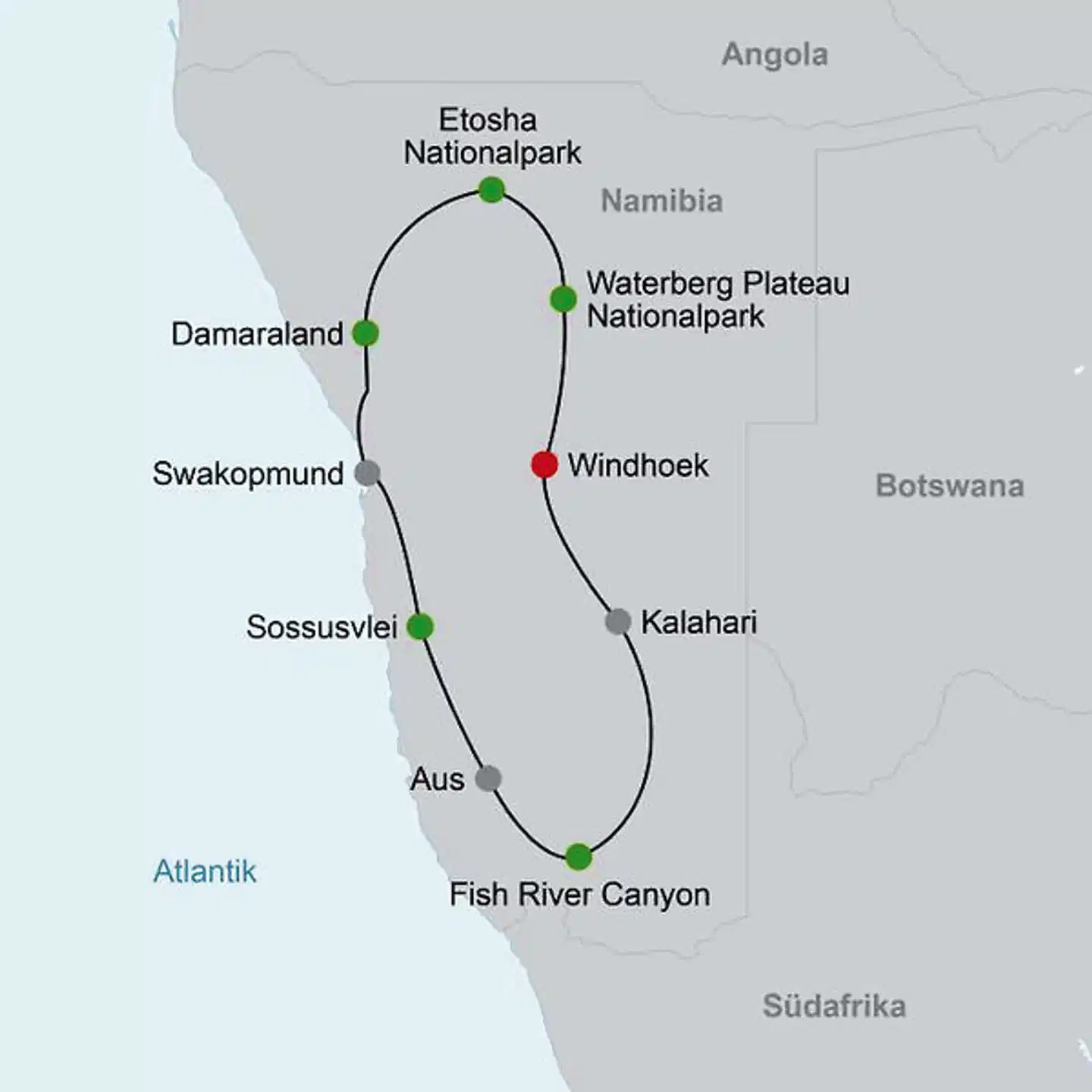 Namibias Nationalparks Landkarte