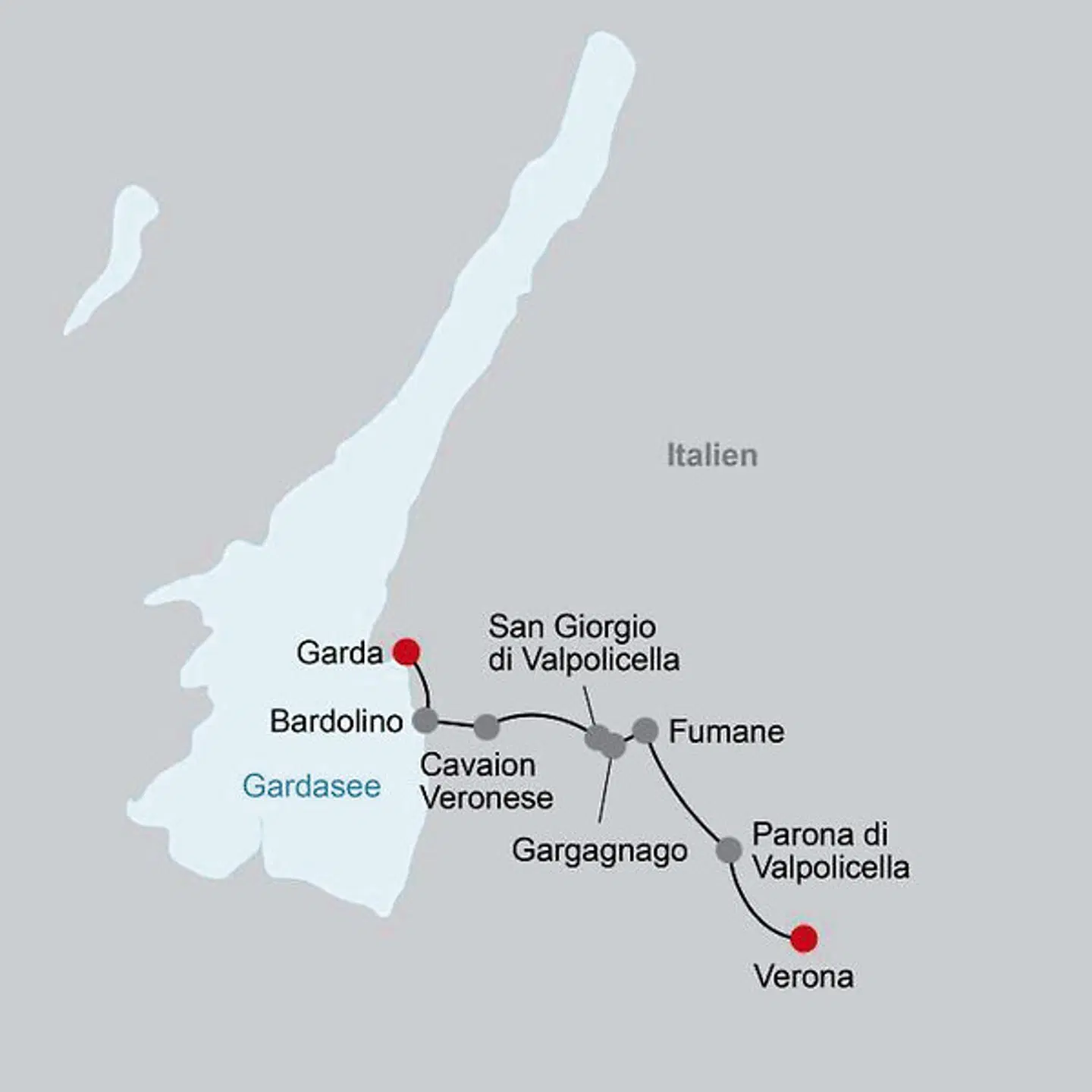 Wandertour Verona - Gardasee Landkarte