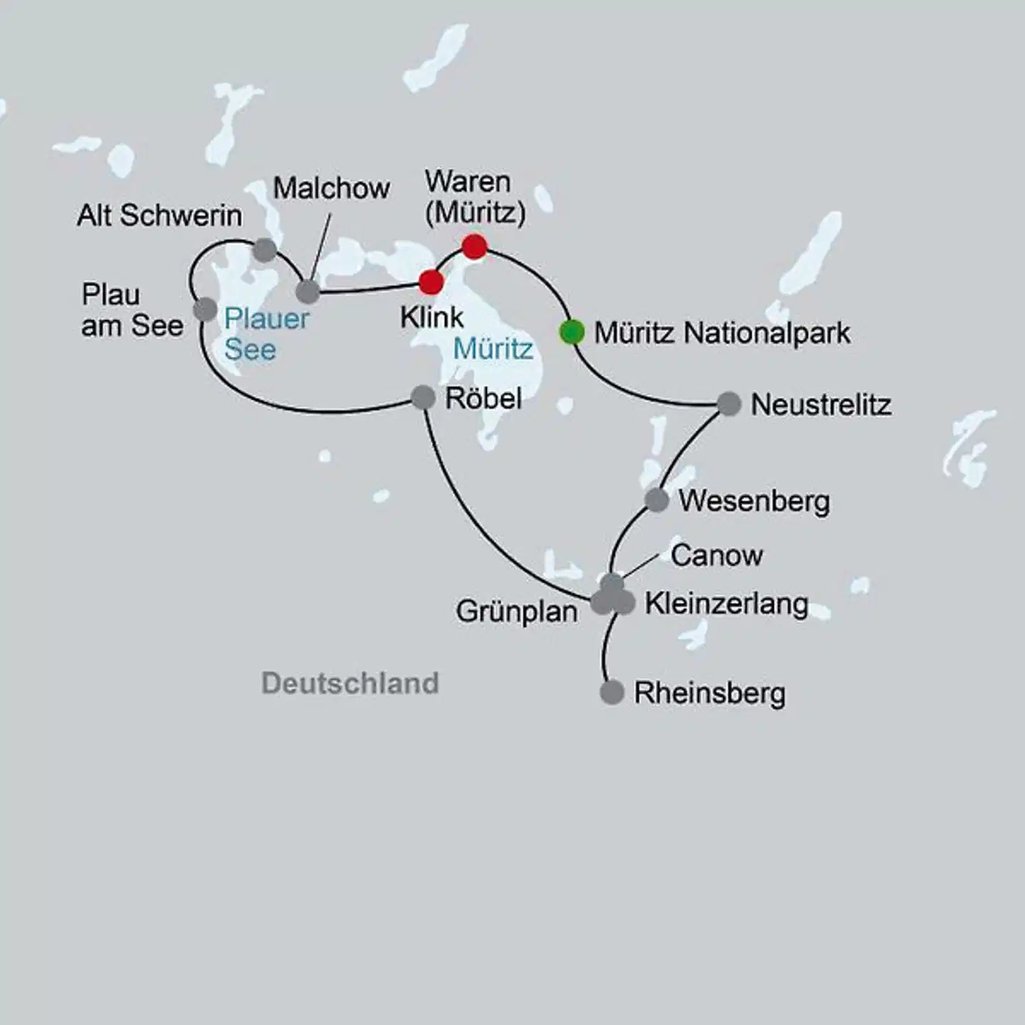 Rund um Müritz & Plauer See Landkarte