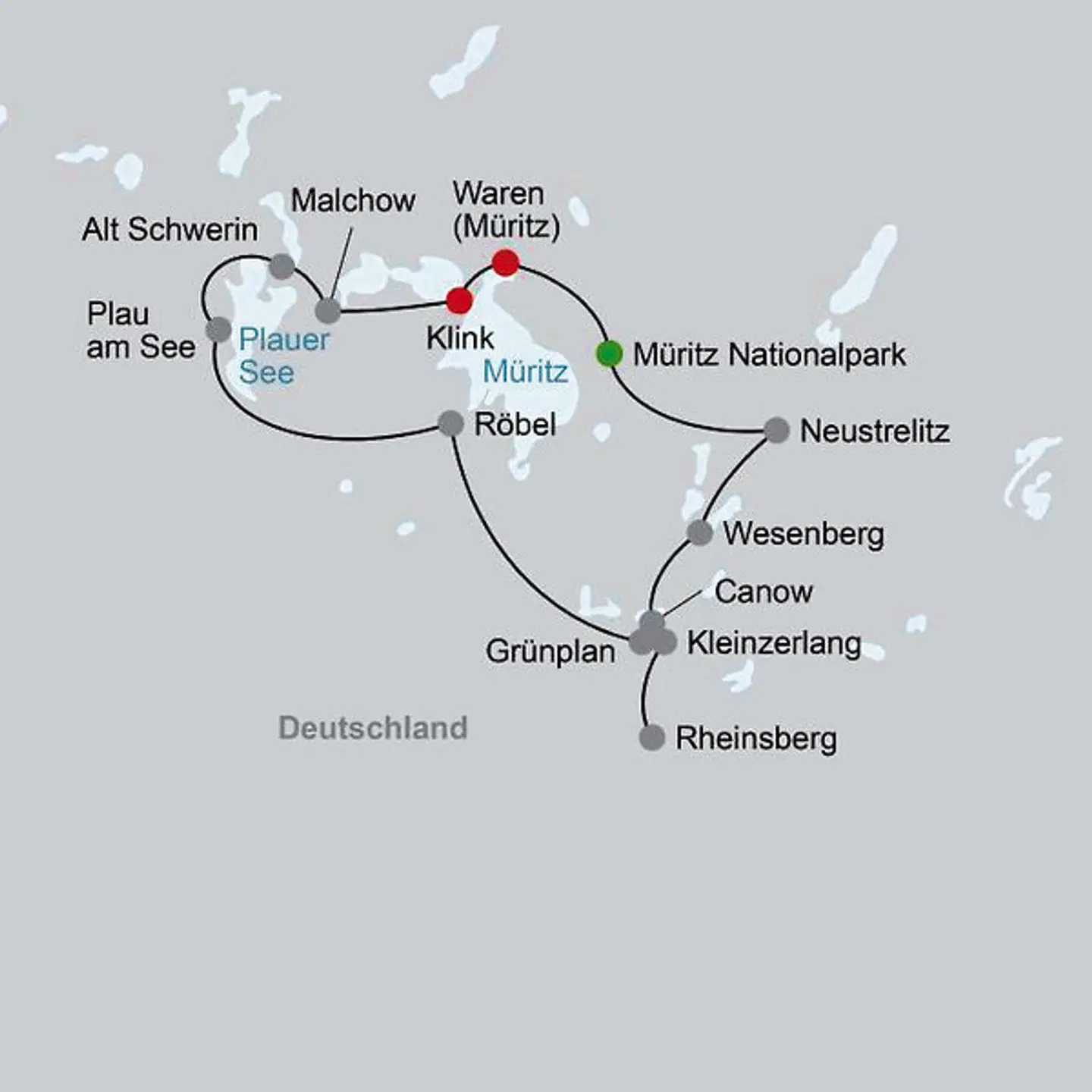 Rund um Müritz & Plauer See Landkarte