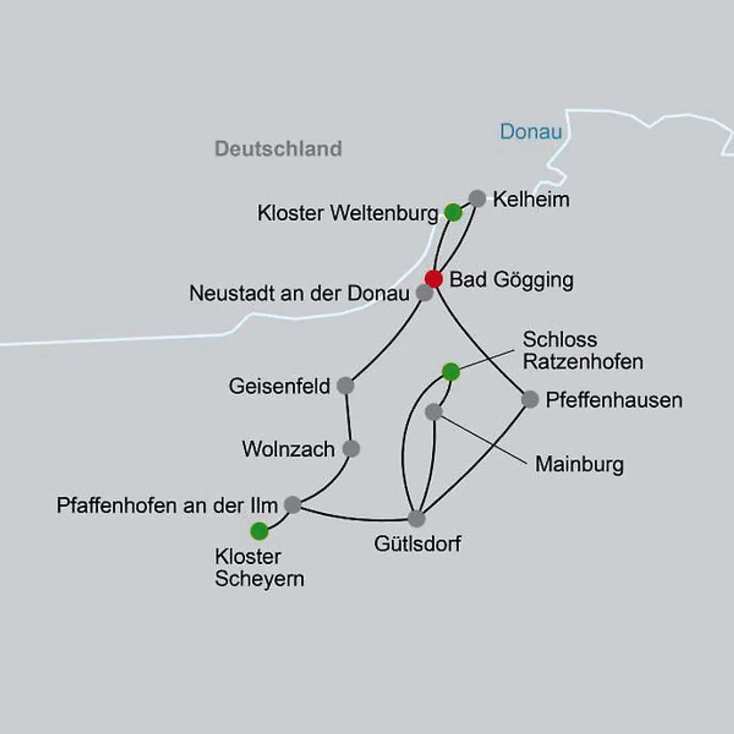 Radreise Hallertau Landkarte