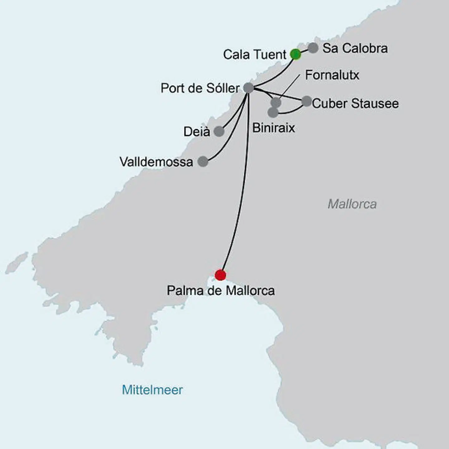 Mallorcas Highlights der Tramuntana erwandern Landkarte