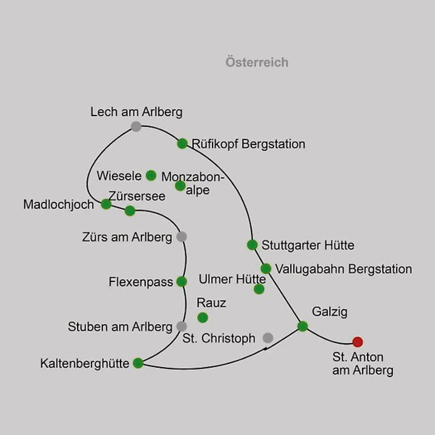 Arlberg Trail Landkarte