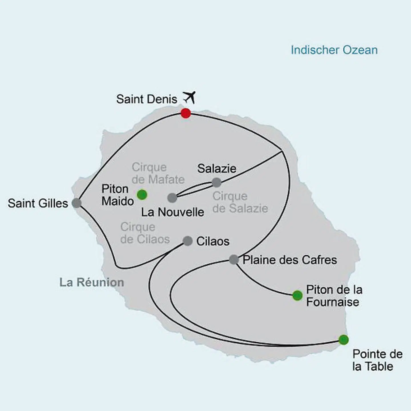 La Reunion mit Hotelkomfort Landkarte