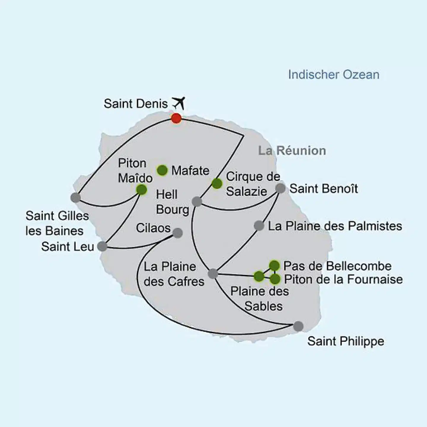La Réunion - Rund um den Vulkan Landkarte