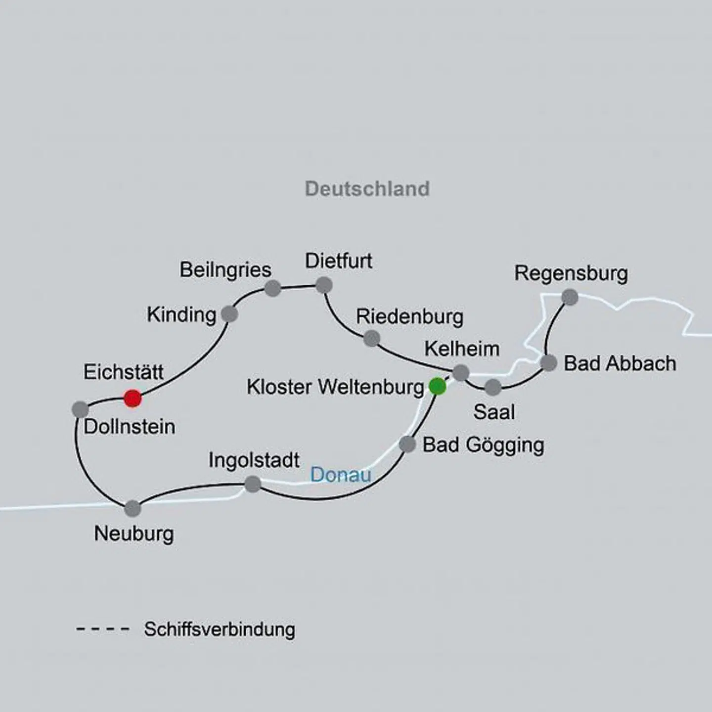 Rundtour Donau & Altmühl Landkarte