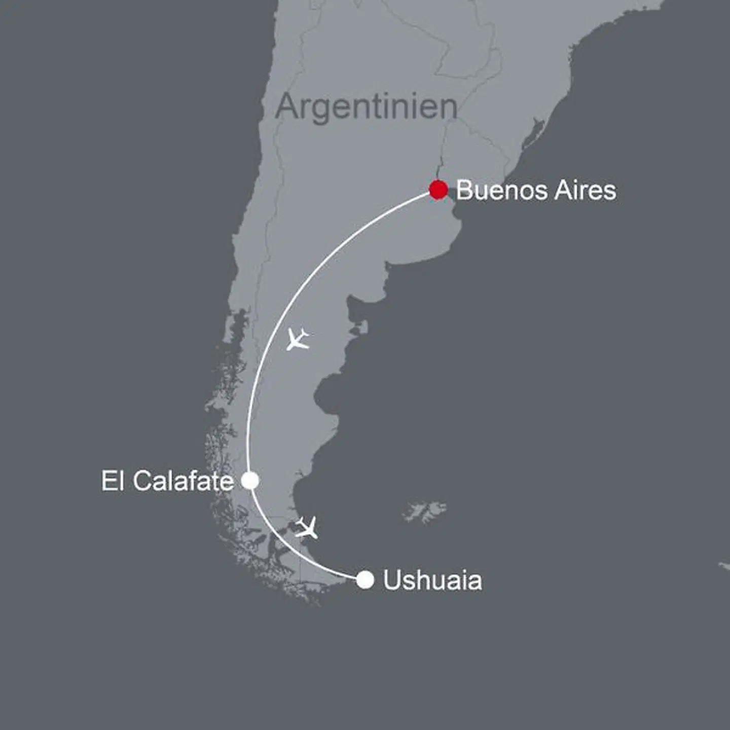 Tango, Gletscher, Beagle Kanal - Schönheiten Argentiniens Landkarte