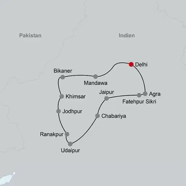 Auf den Spuren der Maharadschas Landkarte