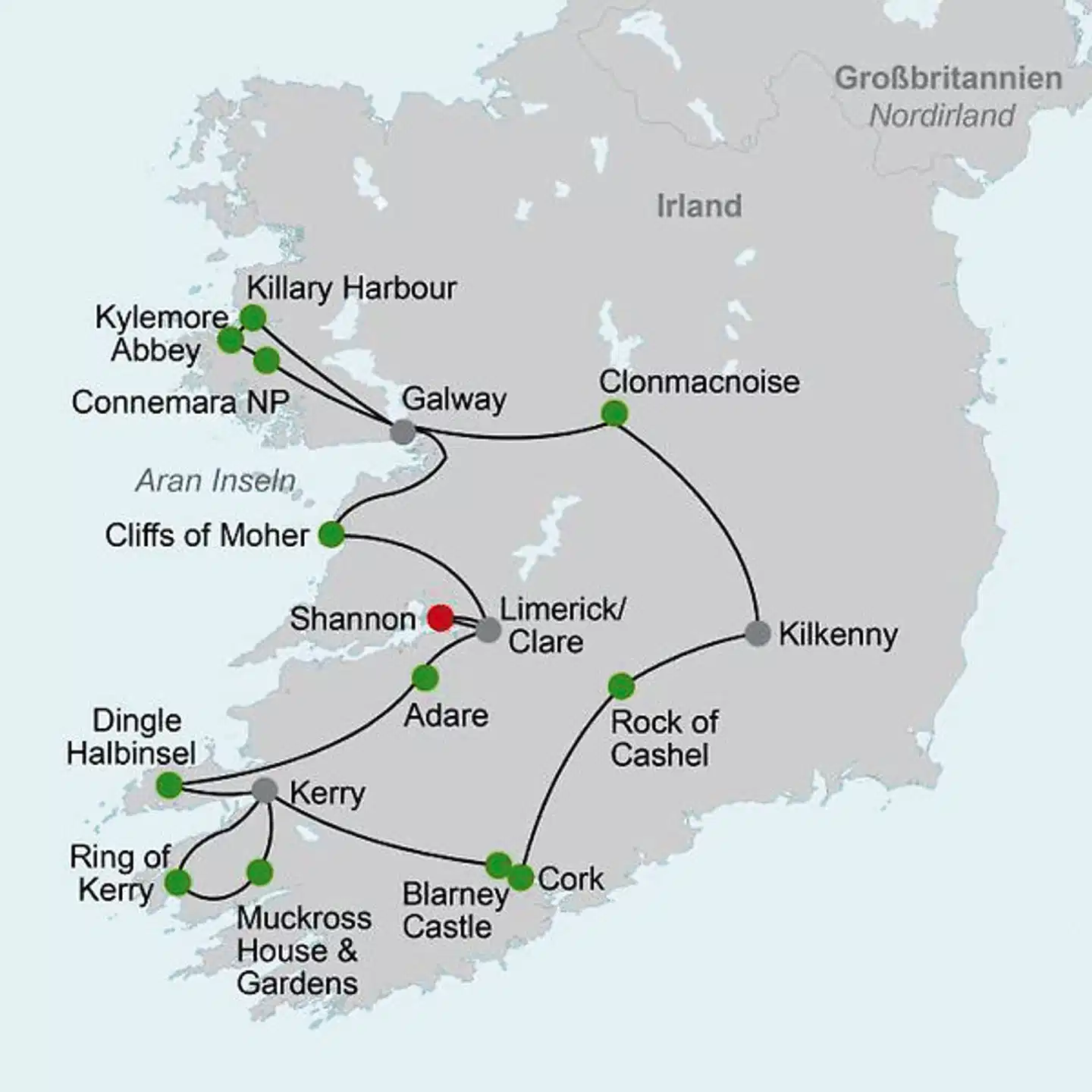 Irlands romantischer Süden Landkarte