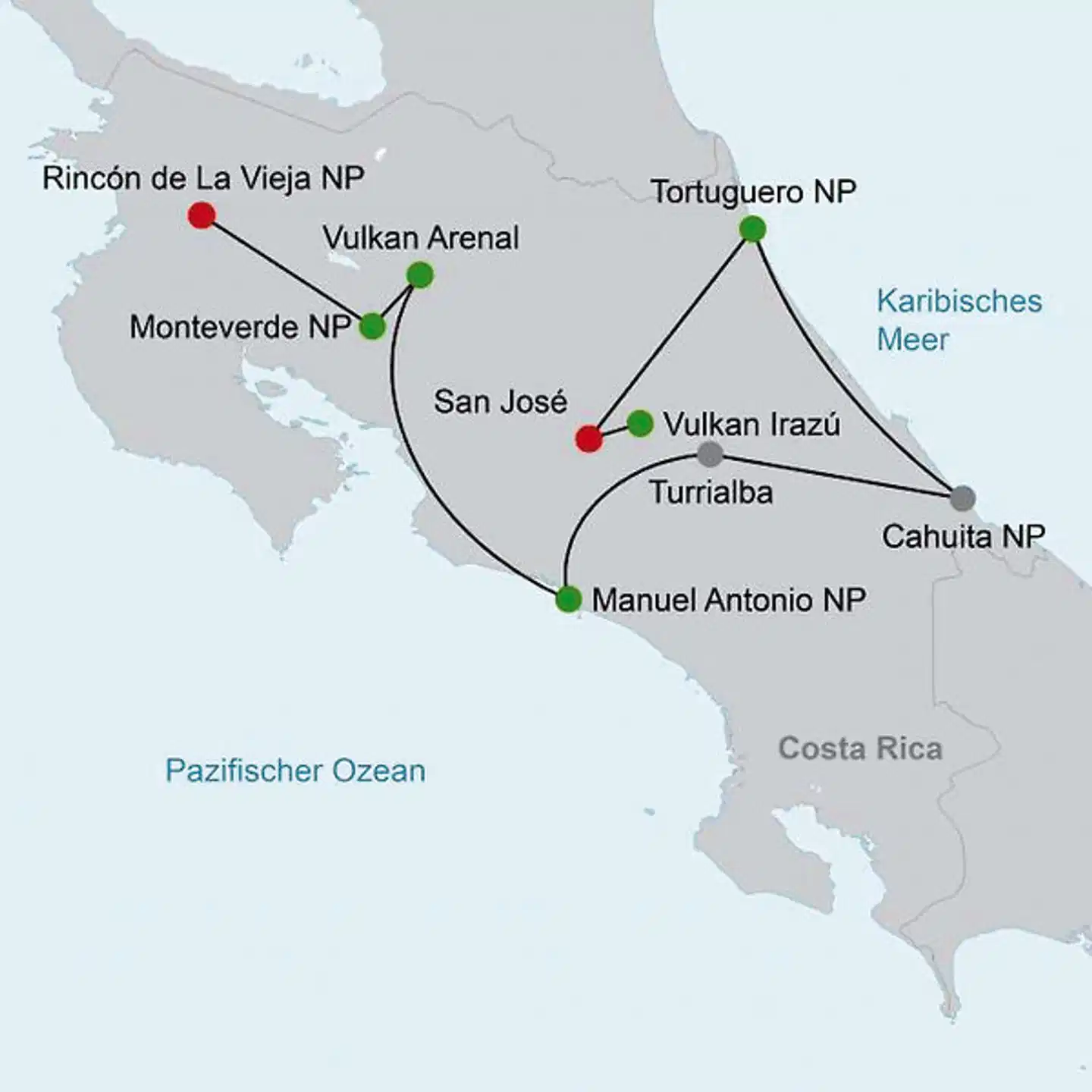 Wildlife Pur von der Karibik zum Pazifik Landkarte