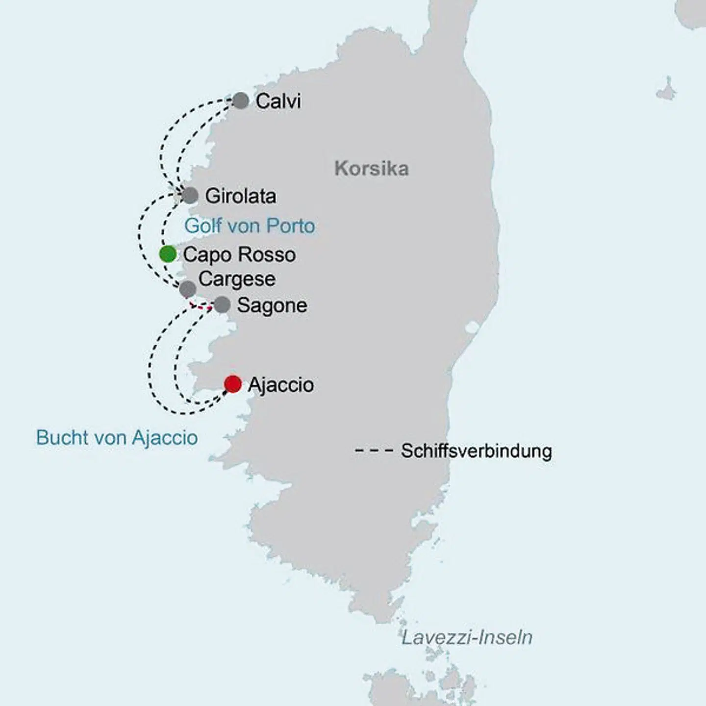 Katamaran Kreuzfahrt Corsica Dream North Landkarte