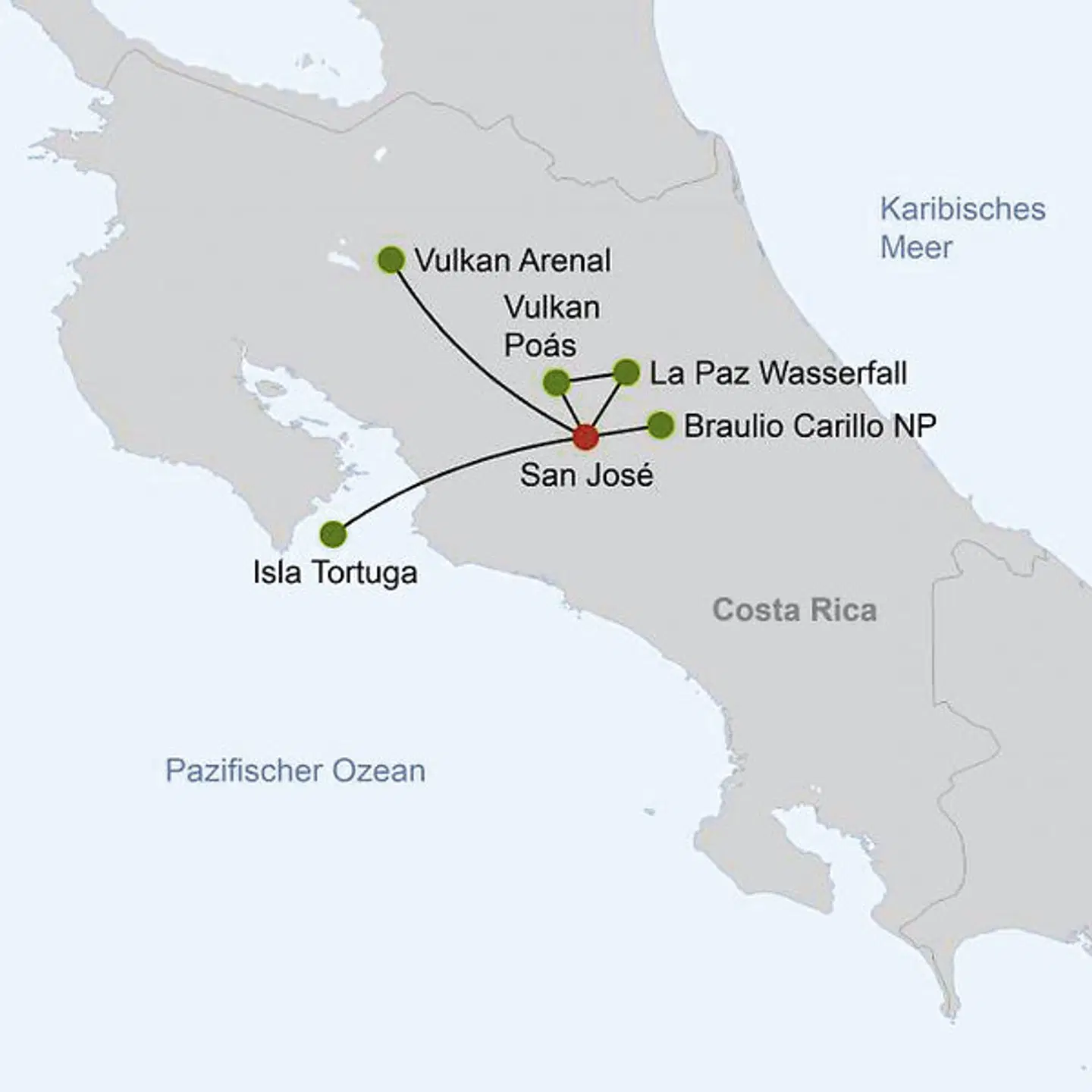 Highlights um San José Landkarte