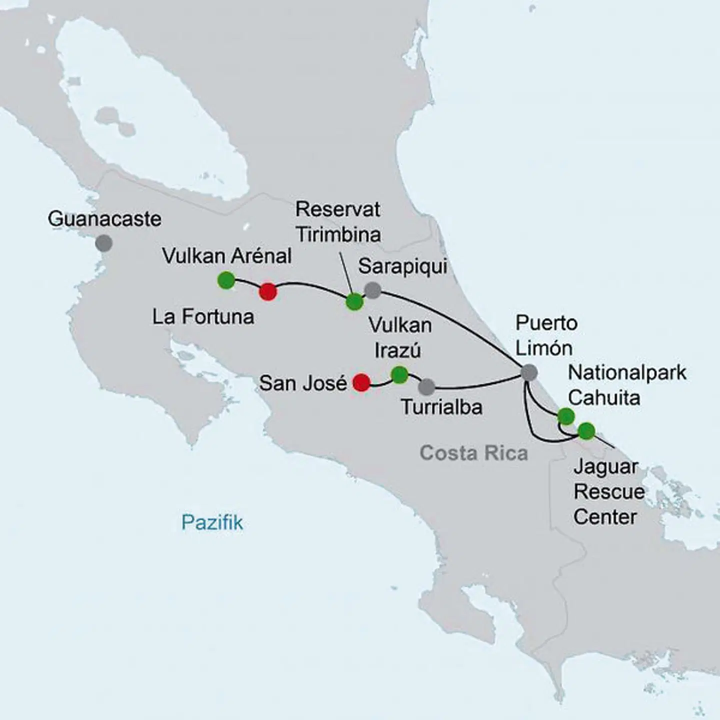 Costa Rica für kleine Entdecker Landkarte