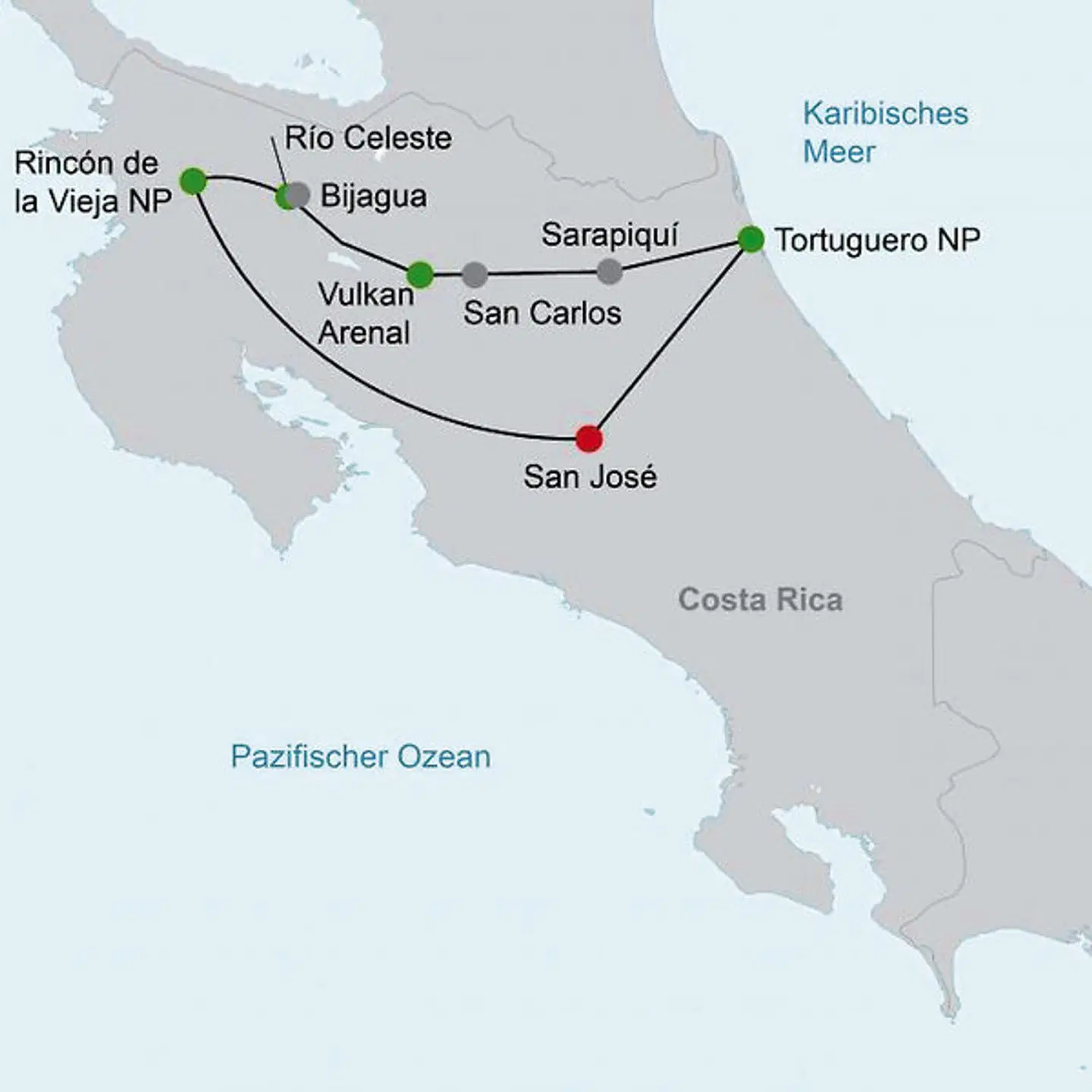 Farbenmeer Costa Rica Landkarte