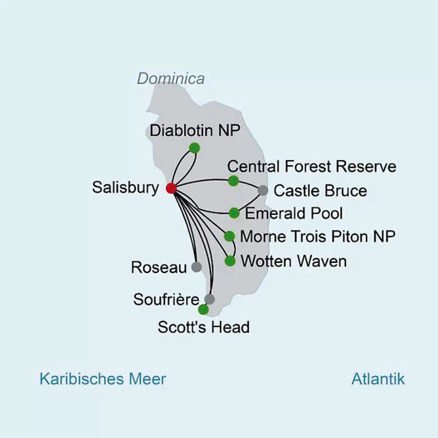Naturerlebnis Dominica Landkarte