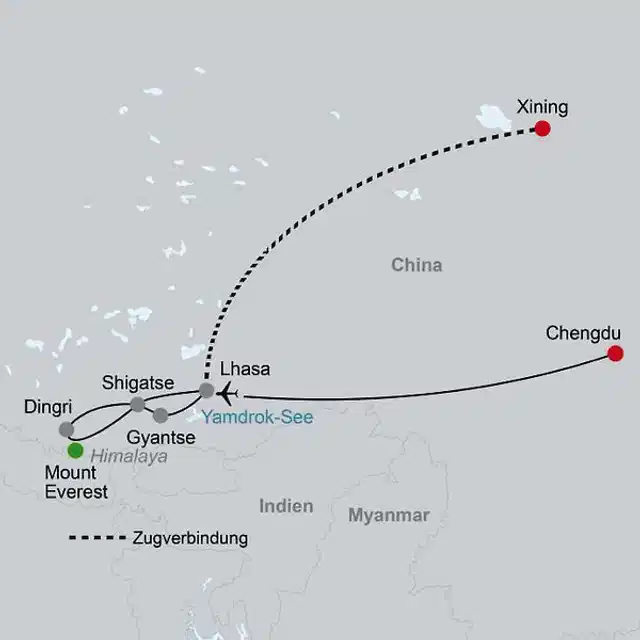 Faszination Tibet (Gruppenreise) Landkarte